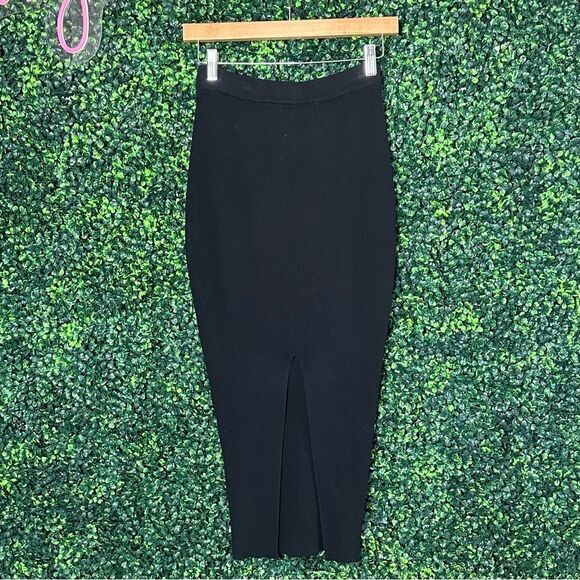 Naked Wardrobe Black Ribbed Pencil High Waist Skirt Sz M - Picture 3 of 6